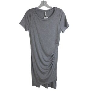 VG Collection Heather Grey Ruched Midi T-Shirt Dress M